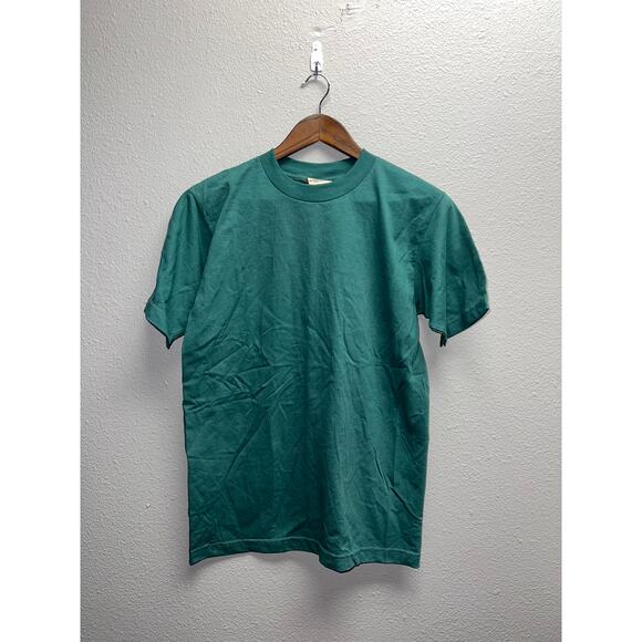 90s Vintage Wild West Green Short Sleeve Blank Shirt HOLE VTG M - Picture 1 of 10